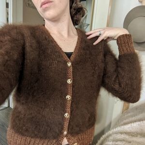 REAL angora wool hand loomed button up sweater ✨